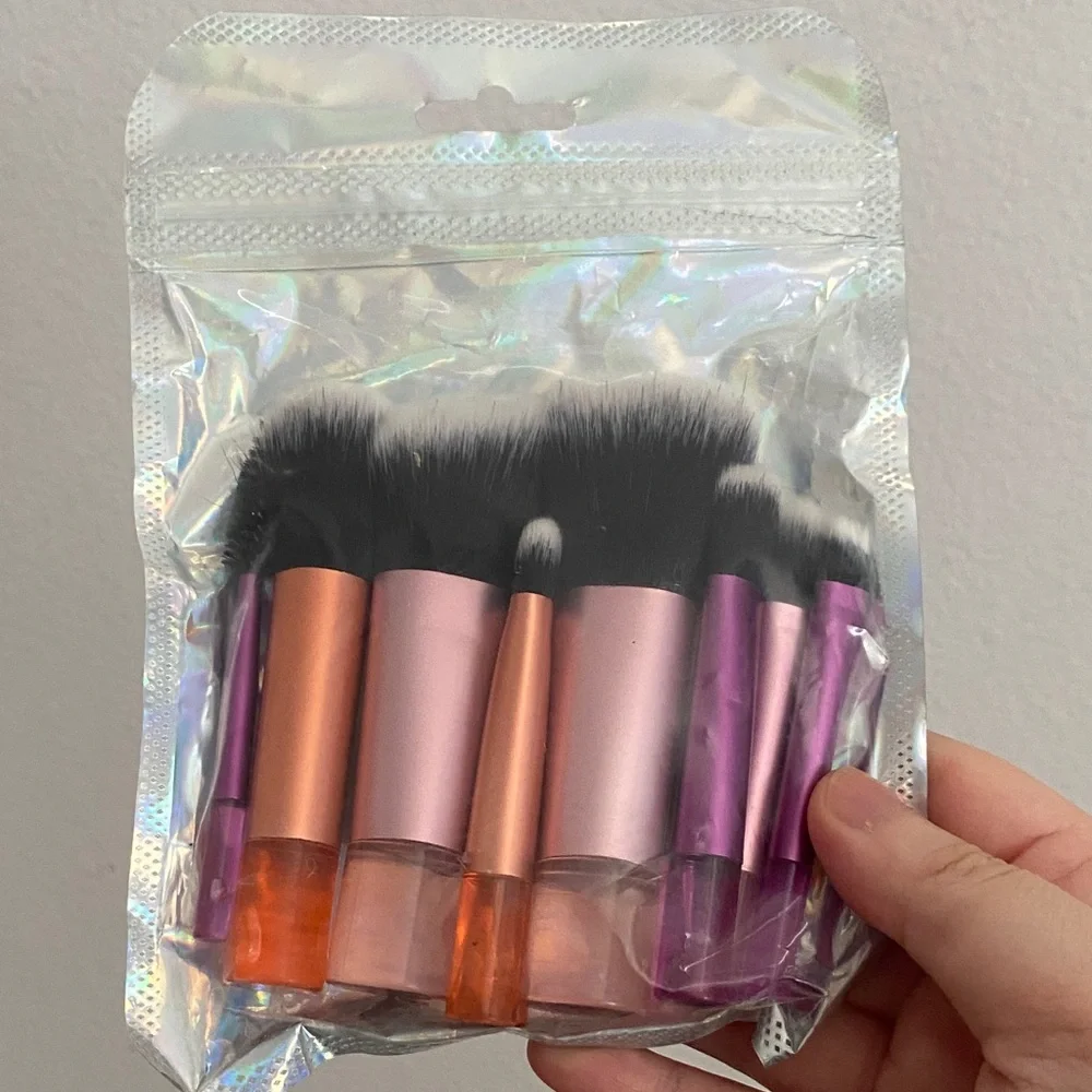Makeup Brush Set with Pink and Purple Handles